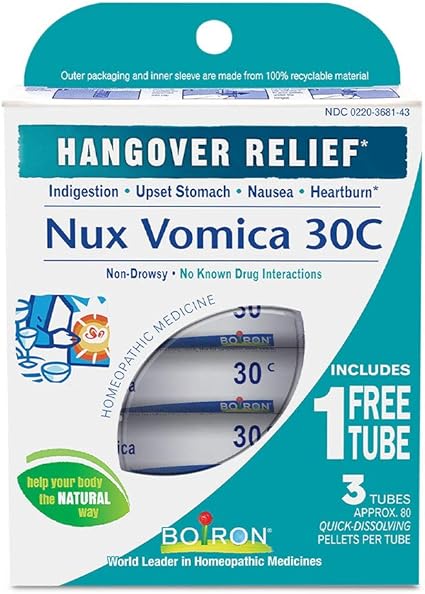 Amazon Com Boiron Nux Vomica 30c 3 Tubes 80 Pellets Per Tube Homeopathic Medicine For Hangover Relief Health Personal Care
