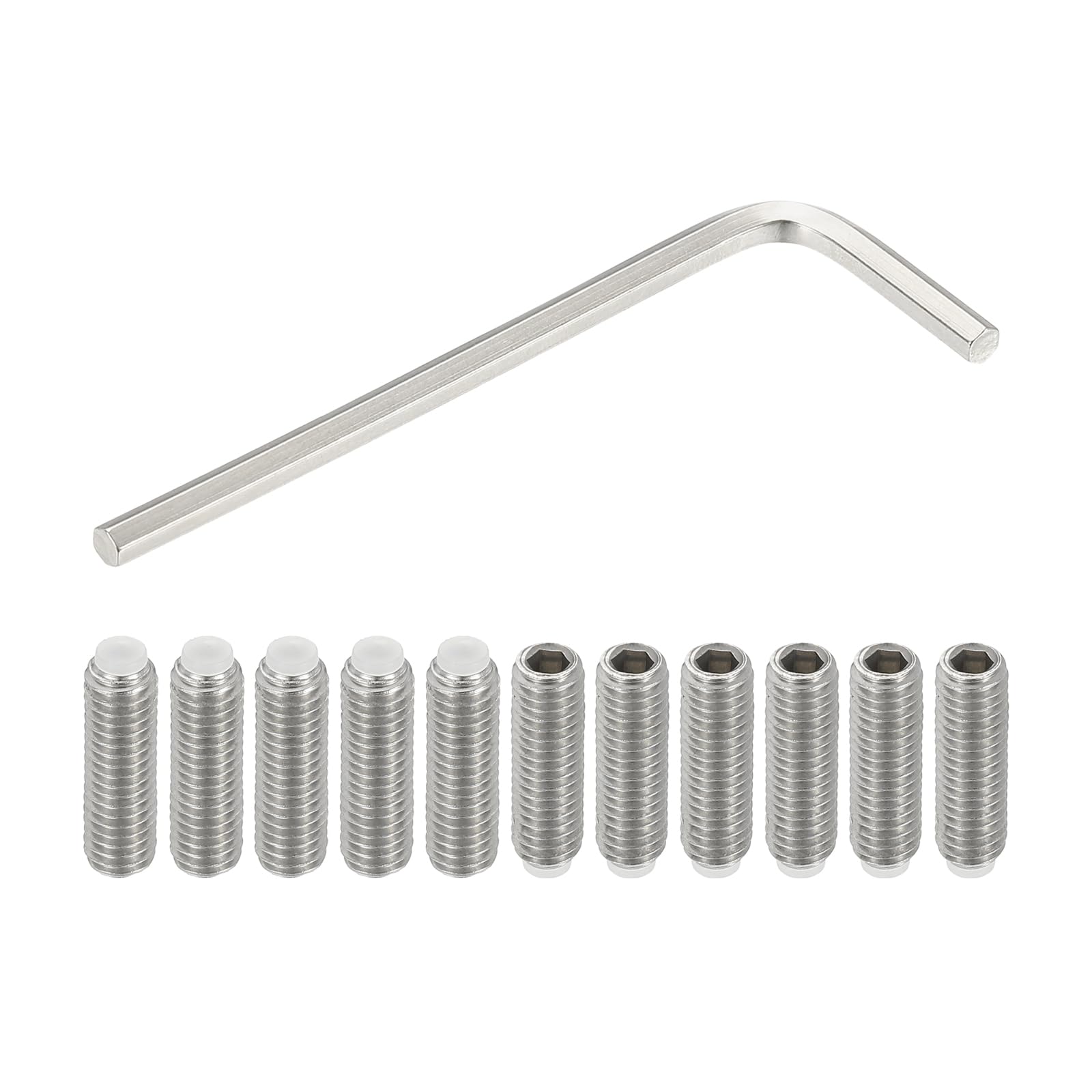 PATIKIL M6x20mm NyLon Tip Grub Screw, 10pcs 304 StainLess SteeL Metric Hex Socket Head Cup Point BoLt Anti SLip InternaL Hex Drive Hardware with l Key Wrench — image 1
