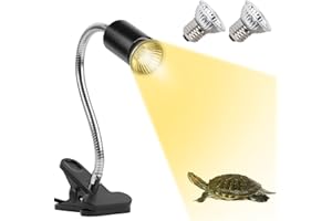 REPTI HOME Reptile Heat Lamp, Reptile Heat Lamp Clamp with 360° Rotatable Hose and Timed for Reptiles Lizard Turtle with 2 Pa