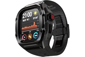 VeveXiao Rugged Case with Band Compatible with Apple Watch Ultra 2 Bands 49mm, Metal Protective Cover Case with Replacement Fluorine Rubber Strap for iWatch Ultra 49mm Mens Strap