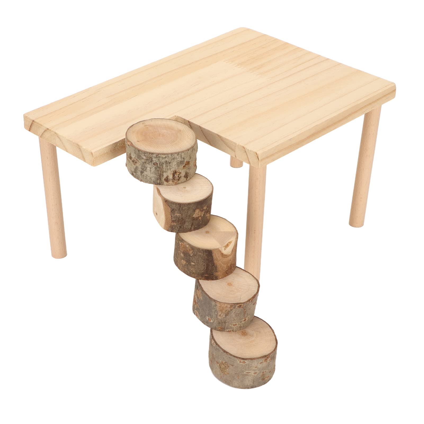 Hamster Wooden Platform, 2 Layer Small Hamster Stand Playground Platform with Ladder, Hamster Climbing Toy Cage Accessories for Squirrel Gerbil Chinchilla Parrot Bird Small Animals
