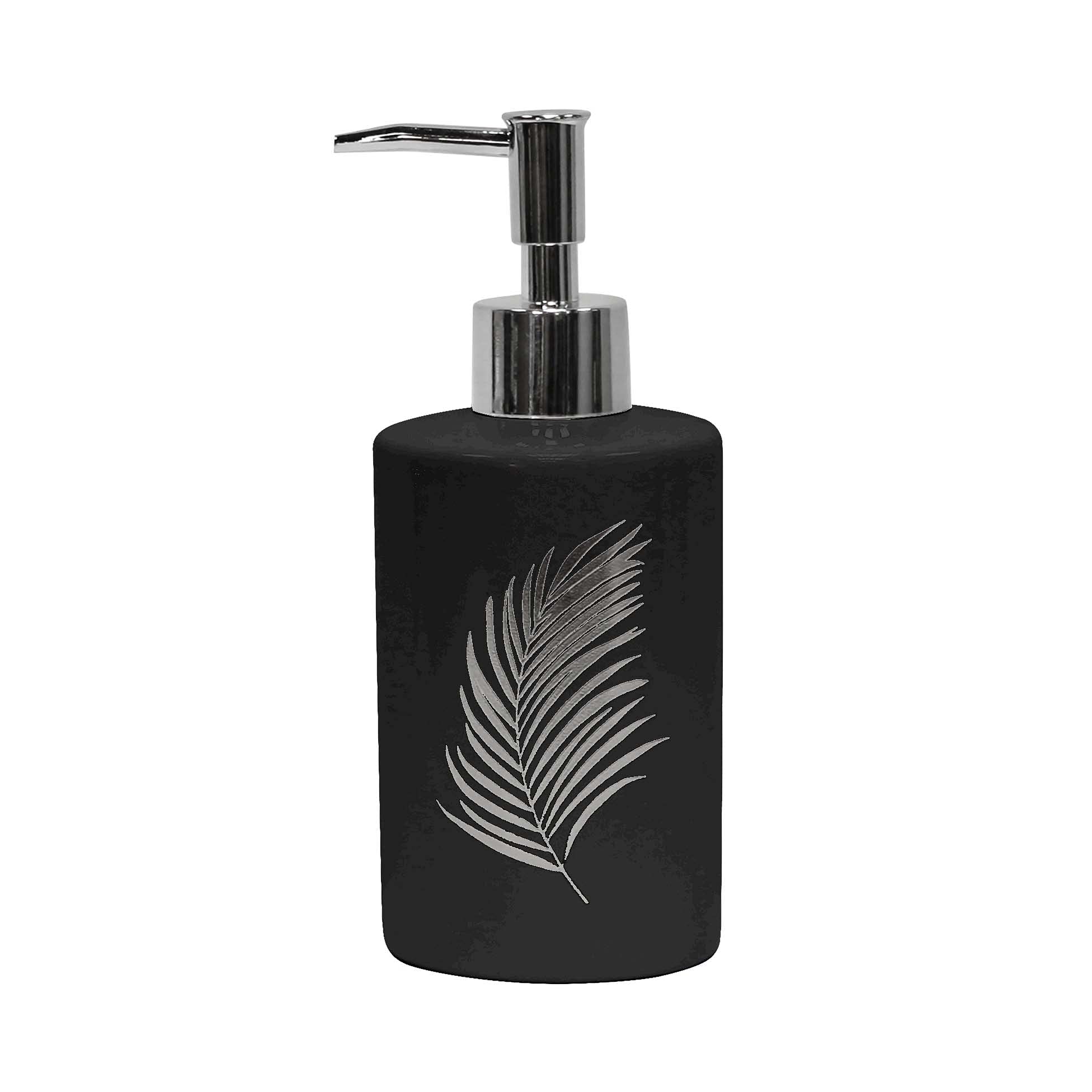 douceur d'intérieur, Soap Dispenser (Diameter 7.3 x 17.8 cm) Orbella Black/Silver, Ceramic Printed Silver