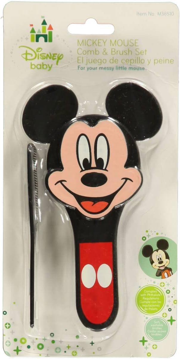 2 Pk, Mickey Mouse "Famous Mouse" Brush & Comb Set, Black, -One Size
