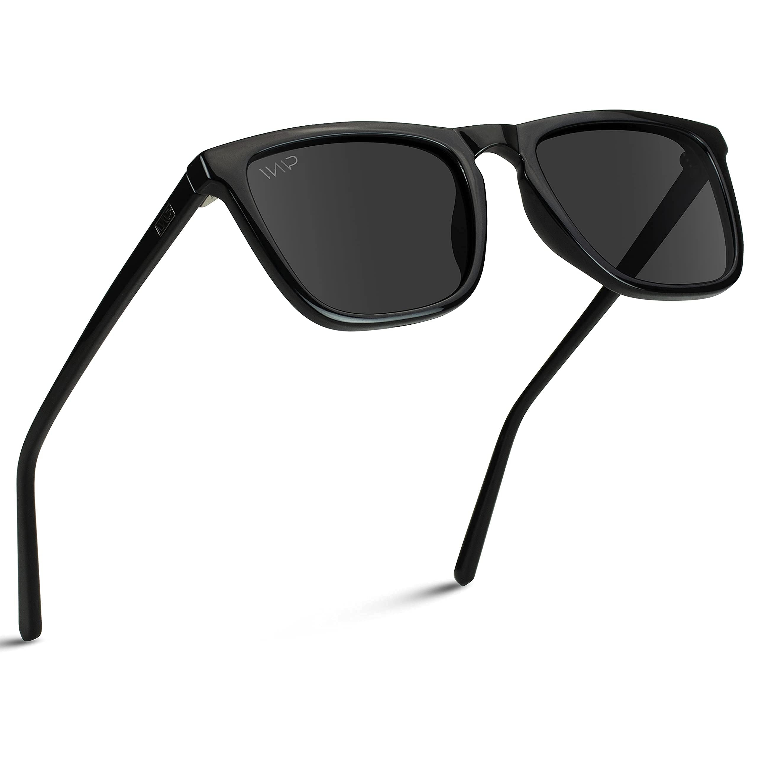 Photo 1 of WearMe Pro - Polarized Lens Square Modern Sunglasses for Men (Black Frame/Black Lens)