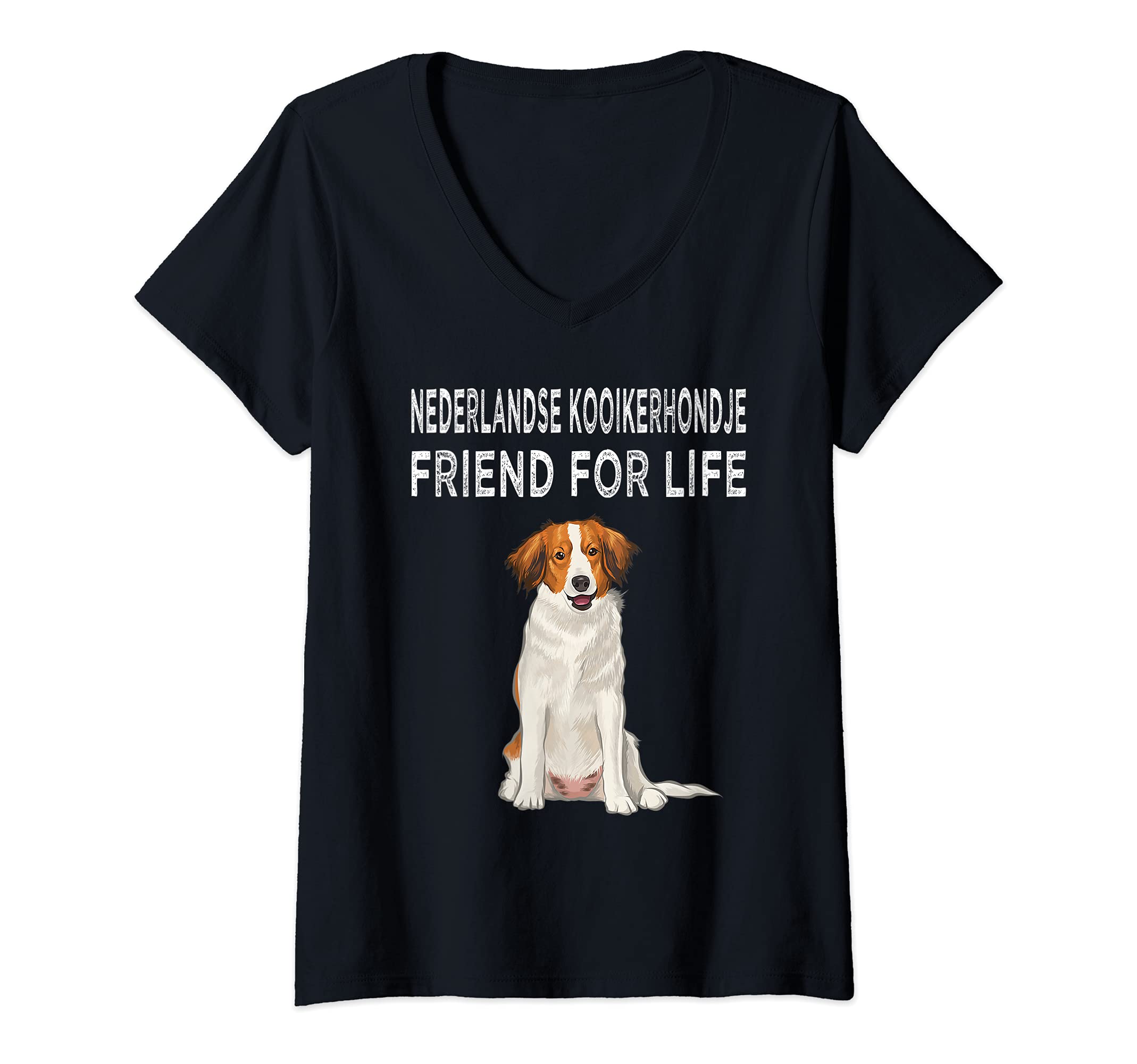 Womens Nederlandse Kooikerhondje Friend For Life Dog Friendship V-Neck T-Shirt