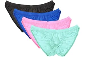 Summer Code Men's Sexy Bikini Brief Elastic Silky Ruched Back Underwear Swimwear