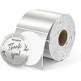 MUNBYN 2 Inch Circle Thermal Sticker Labels Silver, Self-Adhesive Direct Round Thermal Printer Labels for DIY Logo Design, QR Code, 500 Sheets/Roll