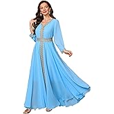 Elegant Muslim Dress with Embroidered Traditional Islamic Attire Maxi Robe Eid Prayer Gown