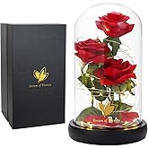 Valentines Day Flowers Gifts for her,Beauty and The Beast Rose with 40 Warm White LED Brightness Adjustment, Prime Delivery Flowers Gifts,Anniversary/Birthday/Valentines Gift for Women,Girlfriend,Mom