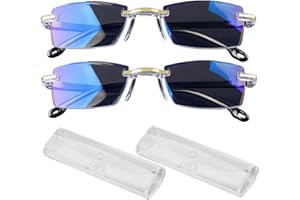 2 Pairs Anti Blue Light Presbyopia Glasses Self Adjusting Automatic Zoom Reading Glasses Lightweight with Box for Men Women