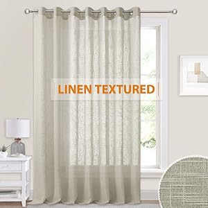 RYB HOME Linen Sheer Curtains 84 inches Long - Semi Voile Panels for Kids Room Nursery Grommet Half Transparent Sheer Drapes for Bedroom Living Room Bedroom Foyer Closet, 100 W x 84 L, Taupe