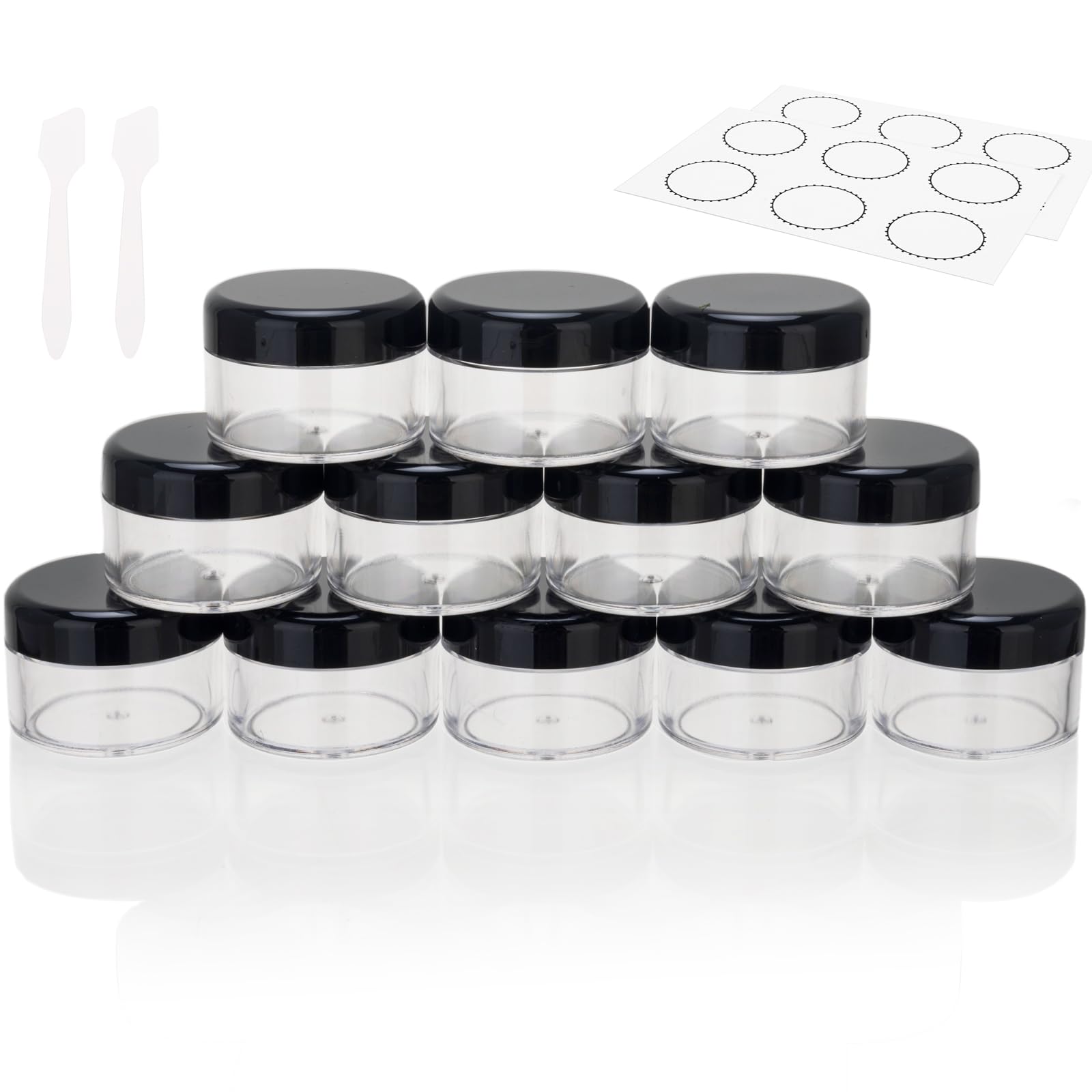 Photo 1 of 15 Grams Small Plastic Jars with Lids, 12 Pack Travel Cosmetic Containers, Empty Sample Jars with Lids, Body Butter Jars with Lidss and Makeup Spoons