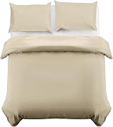 Moonlight20015 Super King Duvet Cover Set Beige Soft Microfiber 3pc view 2
