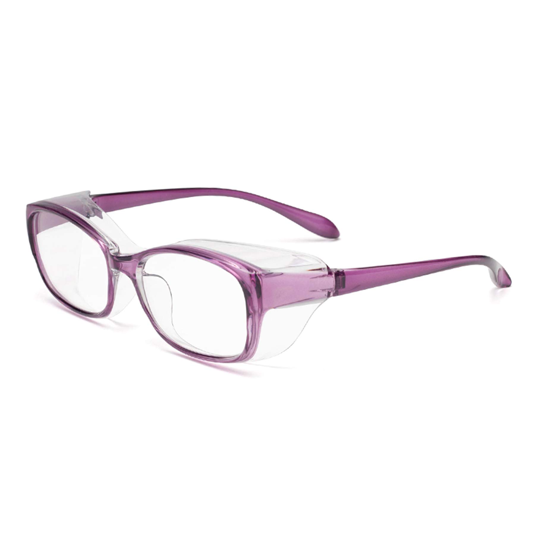 ZUVGEES Anti-Fog Safety Glasses for Men and Women with Blue Light Blocking Lens and Permanent Side Shields,Wrap-Around Goggles UV Protection-Look Like Regular Glasses (Purple)