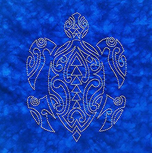 Fabric - Sylvia Pippen Sashiko Pre-Printed Sealife Panel - Hawksbill Honu