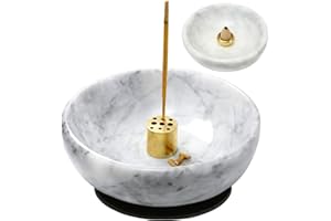 Wadayu Handmade Natural Marble Incense Holder for Sticks and Cones-with 9 Holes, Multi-Functional Incense Burner Holder for Incense Sticks and Cones, Perfect Home Decor(Gray, 4.7inch)