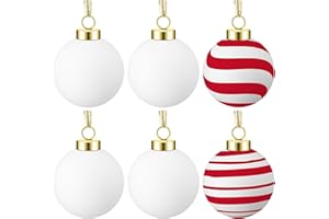 Hollowfly 6 Pcs Ceramic to Paint Christmas Ball Ornaments 2.36 Inch DIY Paintable Bisque Ornaments Porcelain Christmas Ball White Blank Ceramic Ornament for Xmas Tree Party Holiday Decoration