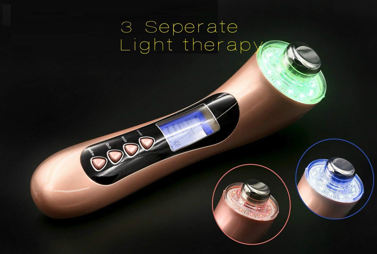 Rejuven Skin 5-in-1 Anti aging facial toning device combining Galvanic, LED Light therapy, Wave and Microvibration to reverse aging, tighten skin. reduce fine lines and wrinkles: Beauty
