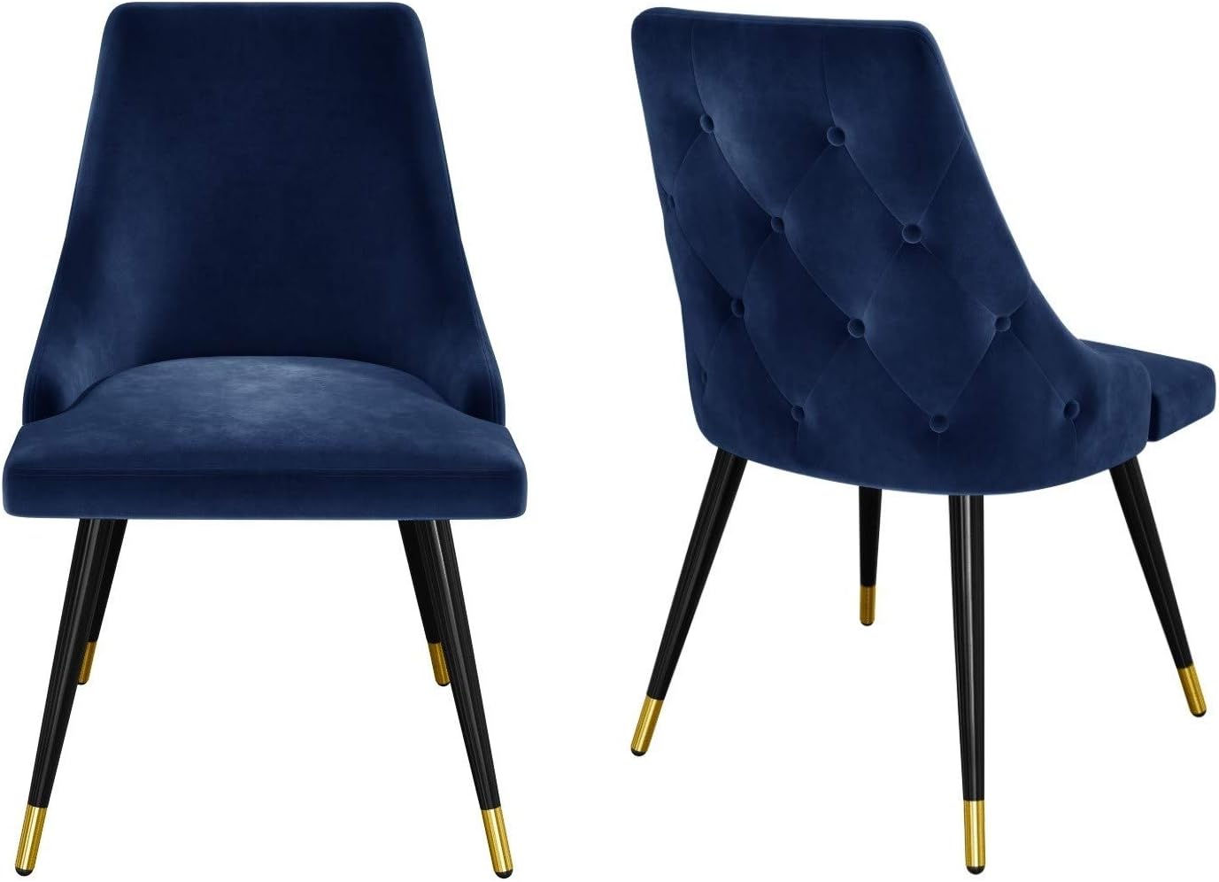 Maddy Navy Blue Velvet Dining Chairs with Button Back & Black Legs Amazon.co.uk Kitchen & Home