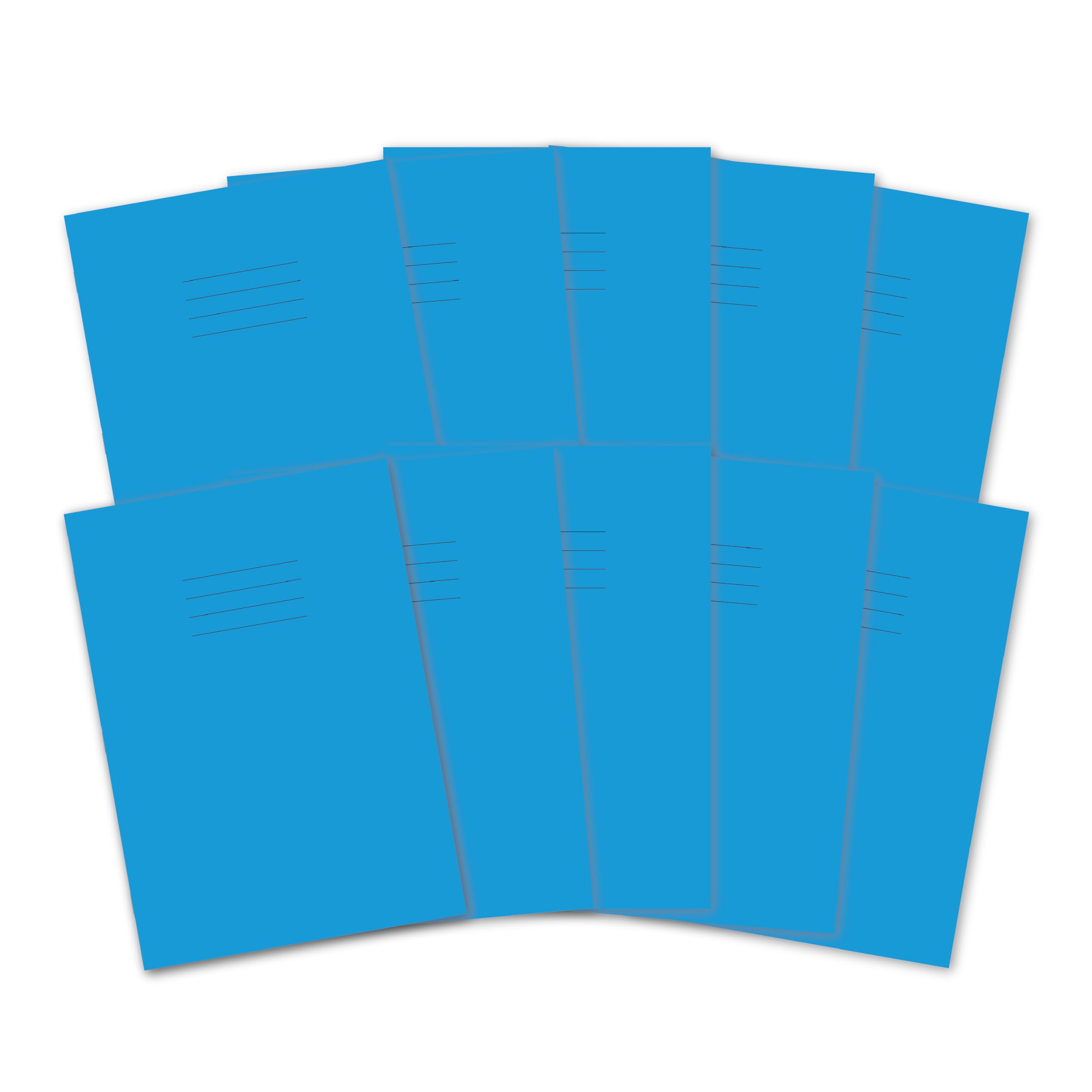 Hamelin A4 Exercise Books, 48 Pages, Light Blue, Pack of 10 for School, 8 mm Ruled and Margin