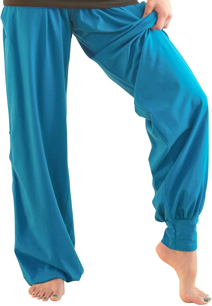 BNatyam Women's Organic Cotton Chakra Yoga Pants-Turquoise-X-Large at Amazon Womenâs Clothing 
