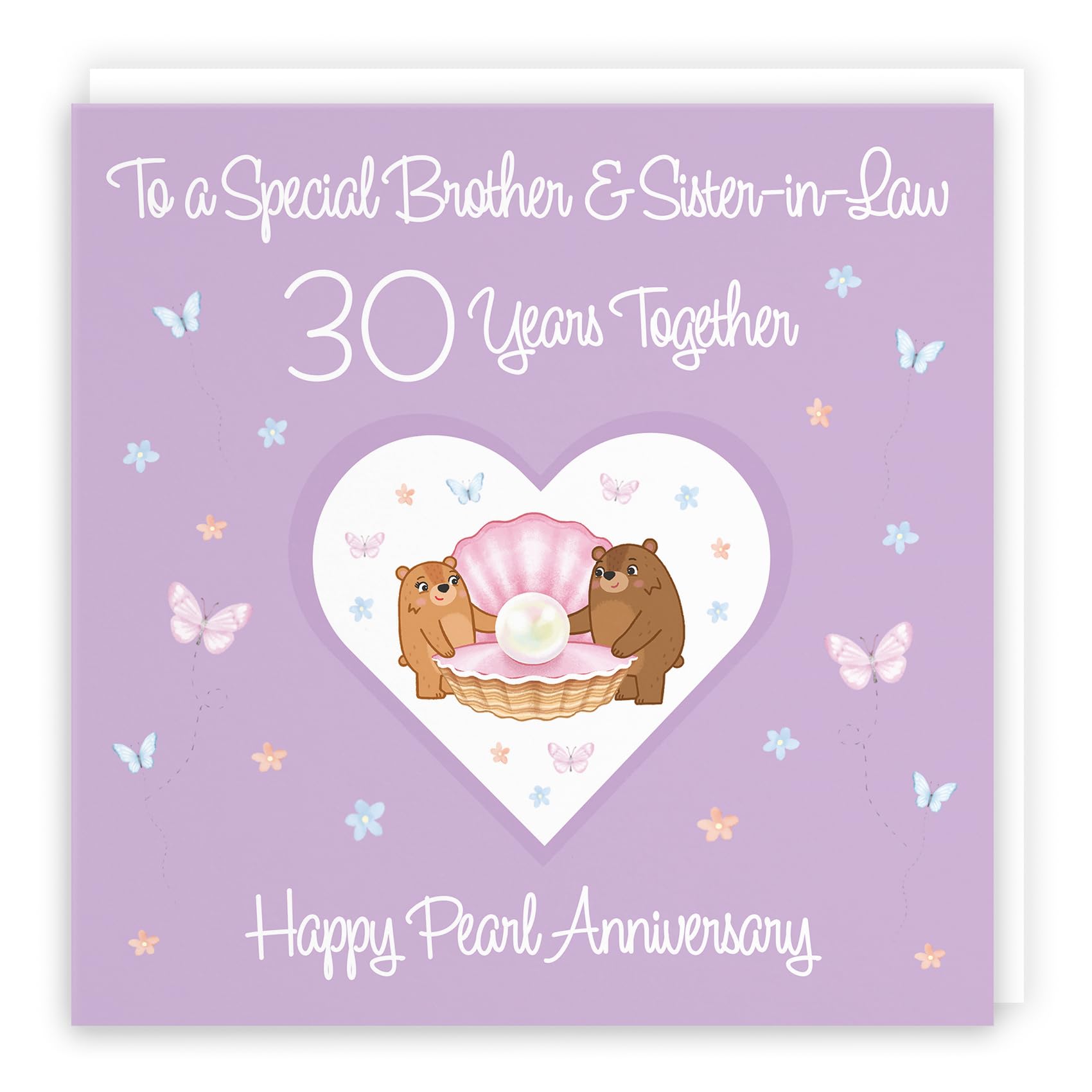 Hunts England - Large Brother & Sister-in-Law 30th Anniversary Card - 30 Years - Pearl Anniversary - Romantic Meadows - Fun Card - 30th Anniversary Card For Brother And Sister-in-Law - 210 x 210 mm