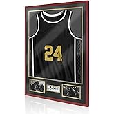 Football Jersey Frame Display Case,Jersey Shadow Box with 98% UV Protection Acrylic,Two Photos and Signature,Display Frame for Sport Basketball Hockey Baseball Shirt Uniform,Red
