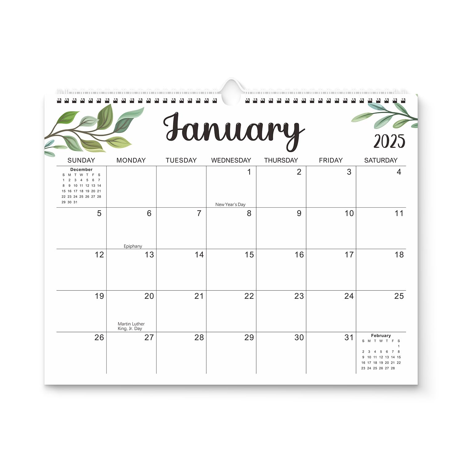 YZMXIY Wall Calendar 2025-2026, 18 Months Academic Wall Calendar from Jan 2025- June 2026 Monthly Calendar - Track Anniversaries & Home Office Family Planner (Green leaves Jan 2025-Jun 2026(A))