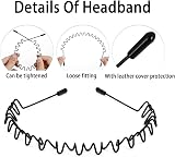 WUBAYI 6Pcs Hair Band Mens Metal Headband Non-slip Unisex Black view 3