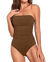 Holipick Women Brown One Piece Swimsuits Tummy