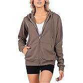 Urban Look Women’s Relaxed Fit Fleece Zip Up Hoodie – Everyday Casual Full Zip Sweatshirt