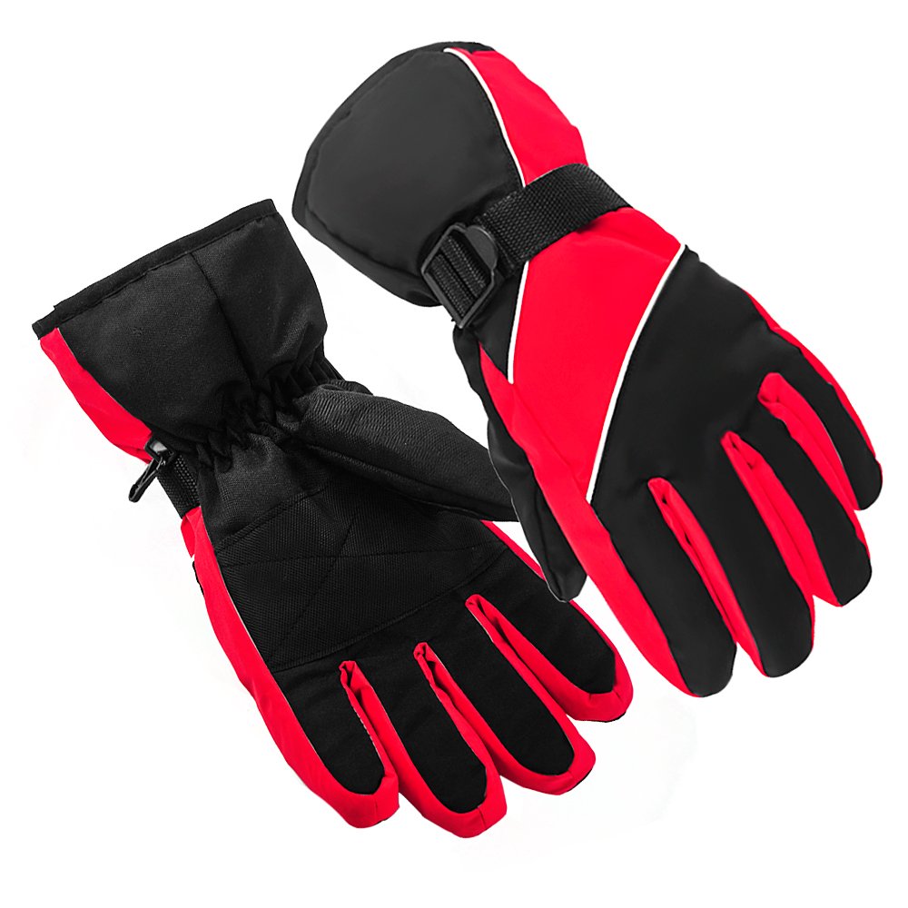 AIMKU Winter Ski Gloves ，Waterproof and Windproof Gloves for Skiing, Climbing, Hunting or Winter Use (Red)