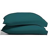 TEXAS LINEN CO. 100% Organic Cotton Standard Pillow Cases Set of 2 - Soft Hotel Quality Queen/Standard Pillow Cases, Authentic GOTS Certified, Crisp, Cooling Percale Weave Cotton Pillowcases - Teal