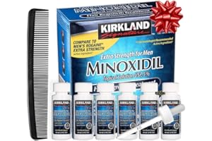 OLINE Kirkland Signature Minoxidil for Men, Minoxidil Liquid Extra Strength Hair Regrowth Treatment, 5% Topical Solution, 6 Month Supply, Dropper Applicator, Hair Comb and Bonus Free Guide Included
