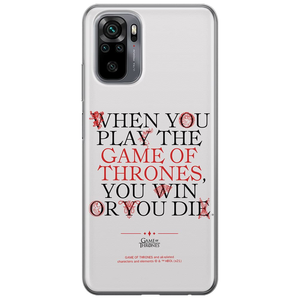 ERT GROUP mobile phone case for Xiaomi REDMI NOTE 10/ 10S original and officially Licensed Game of Thrones pattern 009 optimally adapted to the shape of the mobile phone, case made of TPU
