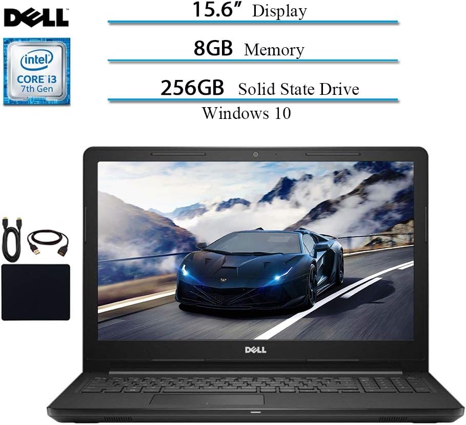 Dell Inspiron 15.6 HD Touchscreen 2019 Newest Laptop Notebook Computer, Intel Core i3-7130U 2.7GHZ, 8GB RAM, 256GB SSD, Bluetooth, Webcam, HDMI, Wi-Fi, MaxxAudio, Win 10 w/ HESVAP Accessories