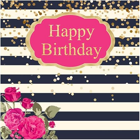 Yongfoto 2x2m Vinyle Toile De Fond Bon Anniversaire Paillettes Fleurs Rayure Blanche Noire Fond De Studio Decoration De Fete Photobooth Shooting Accessoires Amazon Fr Photo Camescopes