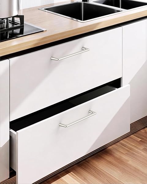 COINKOLY 10 PACK 5″(128MM) SATIN NICKEL CABINET PULLS KITCHEN DRAWER BRUSHED NICKEL CABINET HANDLES CUPBOARD HARDWARE FOR CABINETS