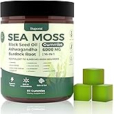 Buporai Sea Moss Gummies 16-1, Black Seed Oil Ashwagandha Turmeric Bladder Wrack Vitamin C Vitamin D3 Elderberry Manuka Dandelion Yellow Dock Apple Cider Vinegar for Men & Women