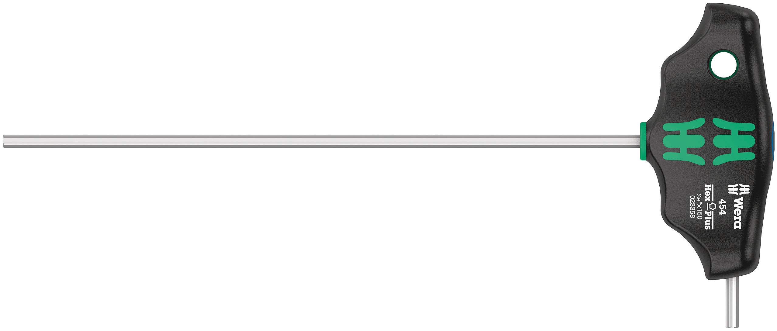 Wera 05023358001 454 T-Handle Hexagon Screwdriver Hex-Plus, Imperial 7/64" x 150 mm