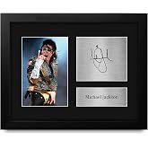 HWC Trading USL Framed Michael Jackson Gifts Printed Signed Autograph Picture for Music Memorabilia Fans - US Letter Size