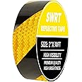 SWRT 2 Inch X 30 FT Reflective Tape Outdoor Waterproof Black & Yellow Reflective Tape Strong Adhesive Caution Hazard Warning Tape Reflector Conspicuity Tape for Trailer Sign