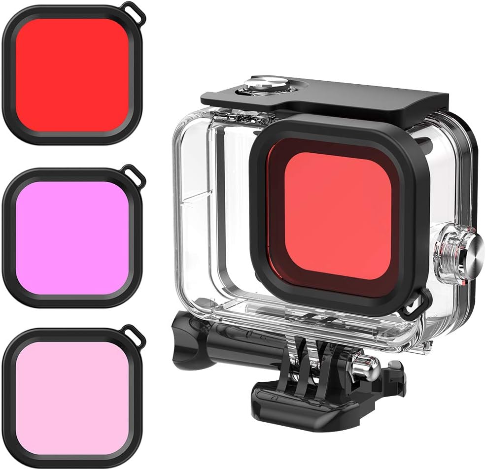 Housing Case Filter Kit for GoPro Hero 8 Black, Hongdak Waterproof Case 197FT/60m Diving Protective Housing Case+3 Pack Dive Filters+Bracket Accessories for Go Pro Hero8 Black