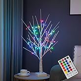 NXUEBDU 2ft Birch Tree with 72 LED Lights & Remote - Christmas Decorations Indoor, RGB Color Changing Fairy Tree | Spirit Twinkling Tree for Bedroom, Wedding, Holiday Decor | USB/Battery Powered