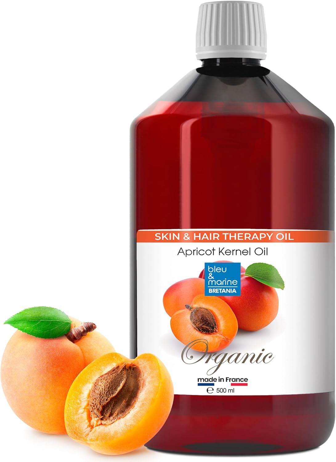 Organic Apricot Kernel Oil, 500ml | Pure, Cold Pressed, Hexane Free, Restores Glow, Softens Lines, For Dry Hair, Skin Treatment