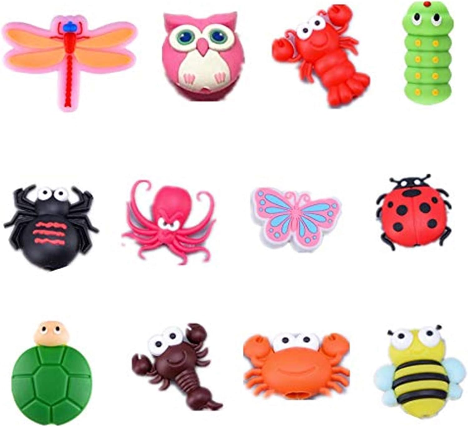 12 Pcs Charger Cable Protectors Prevent Cable Break for iPhone/iPad/Airpods/iwatch, Cute Animal Shape USB Charger Cable Saver Bites Cable Protector Cute Cartoon Anti-Broken Phone Cord Set (12 Pieces)