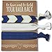 Jeune Marie 12 Pack Blue Ribbon Hair Ties KIT No Crease Elastics Handtied Ouchless Ponytail Holders Hair Band Bracelet Favors for Bachelorette Parties, Bridal Showers, and More! (12 Pack, Blue)