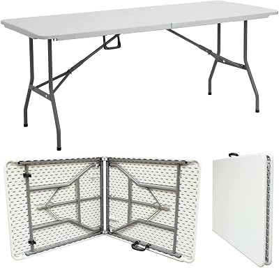 Absolute Deal 6ft Heavy Duty Folding Table White for Indoor Outdoor Catering