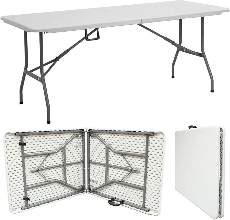 Absolute Deal 6ft Heavy Duty Folding Table White for Indoor Outdoor Catering