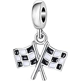 Lamoony Charms 925 Sterling Silver Flag Charm - Race, Sport, Occasion - Universal Fit - Spring Ring Clasp - 1pc